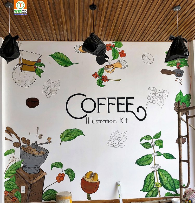 tranh dán tường 3d cafe coffee - 985